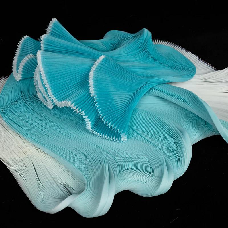 Mode Glatt 1 Meter Knitterplissee Organza Stoff Steif Weite Form Dekoration Bühne Handgefertigt Kleid Designerstoff