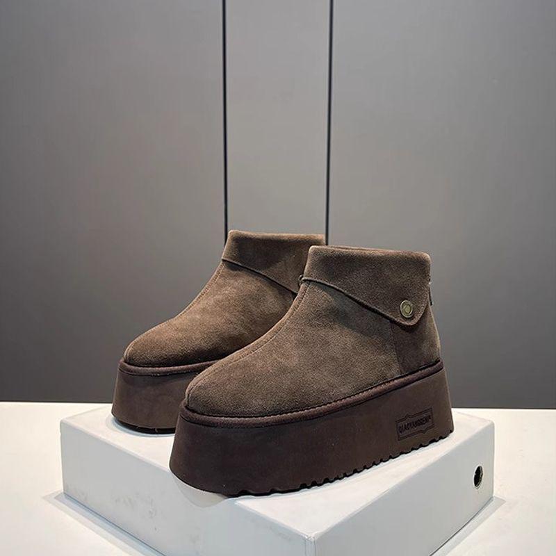 

Женские ботинки на платформе из натуральной замши на толстой подошве и высоком каблуке, Осень/Зима 2025 35