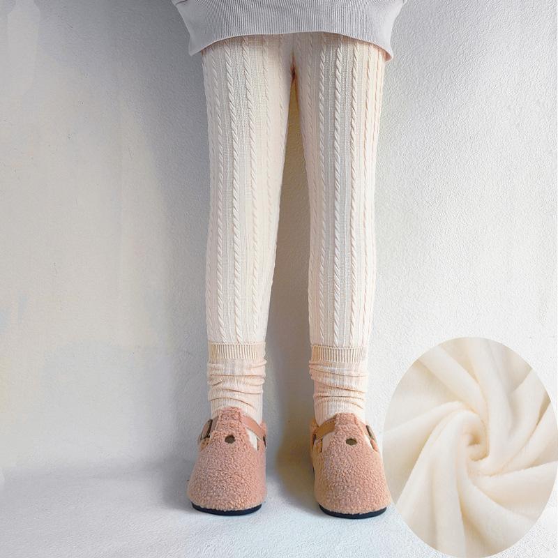 Girls' Autumn and Winter Comfortable Solid Color Bottom Pants Thickened Slim Warm Pants