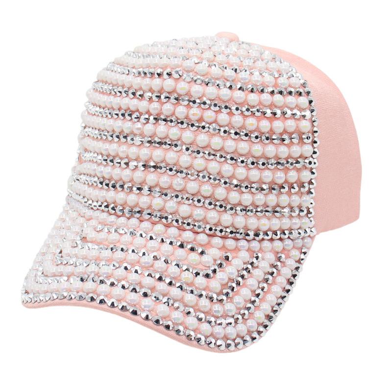 Hut Damen Punkt Diamant Perlenkappe Vielseitige Baseballkappe Frühling und Sommer Sonnenschutz Schirm Ins Wind