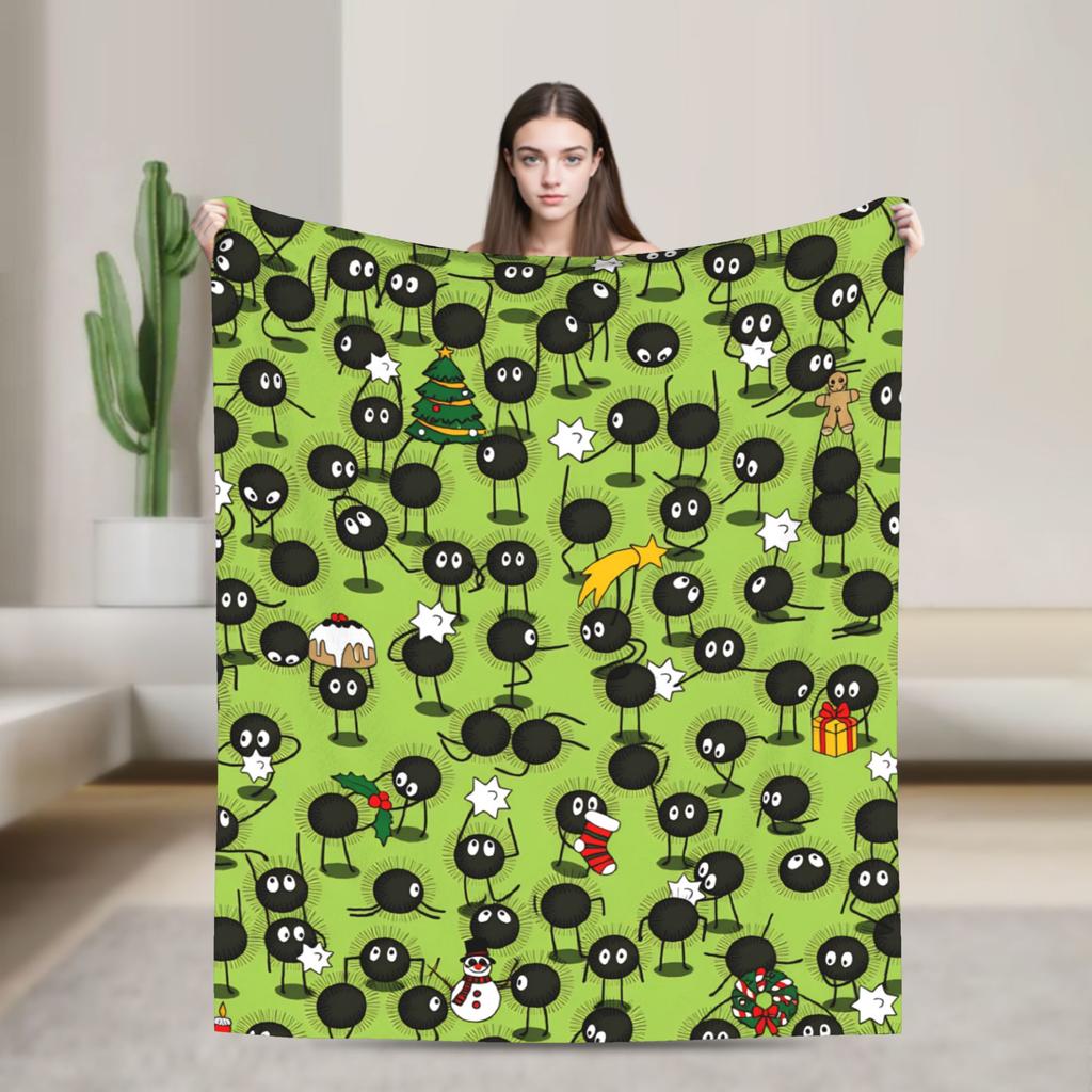 Susuwatari  Soot Sprites  Plush Blanket Students  Flannel Throw Blanket For Outdoor Soft Warm Design Quality Bedspread Gift Idea
