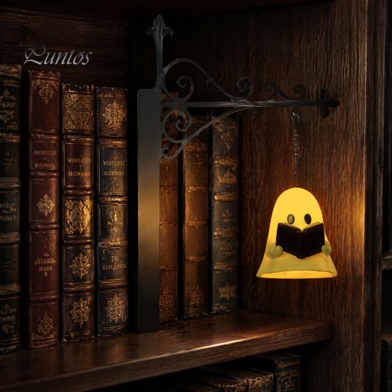 Vintage Style Book Light Lantern/Ghost Bookshelf Light, Metal Desk Lamp with Warm Lighting, Reading Retro for Lovers & Library Study Room Accent