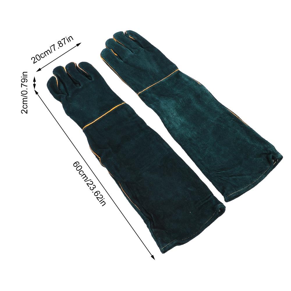 60Cm Length Pet Bite Tough Glove Extended Cuff Thick Cowhide Anti Scratch Glove Tear Proof Sturdy Texture