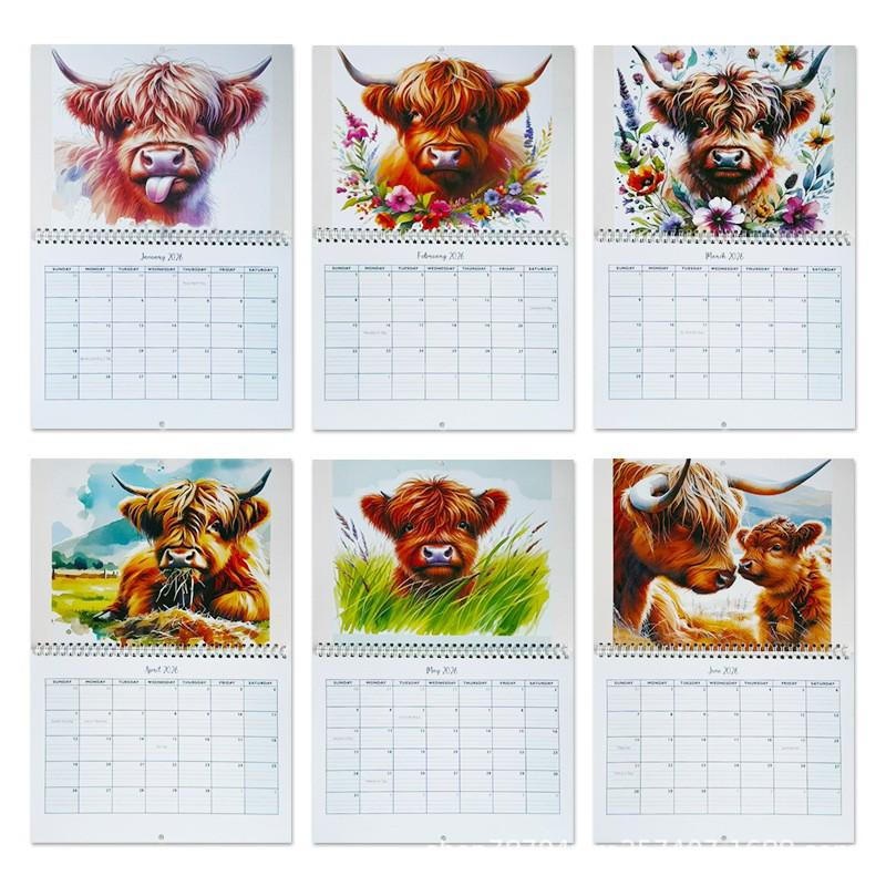 2026 Highland Cow Desktop Calendar & Annual Planner