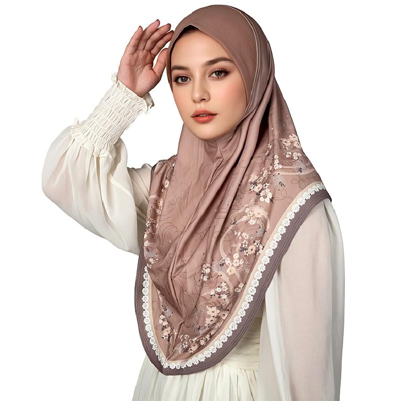 

1 шт. Машинная стирка Застежка-кнопка Традиционная исламская одежда Элегантный хиджаб Великолепный мусульманский головной платок Идеальный подарок Многоцветный света кофе