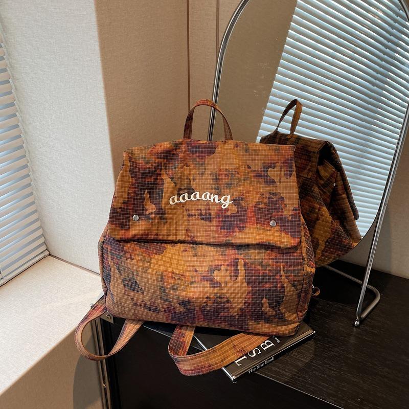 Camouflage Trendy Cool Large-capacity Backpack Bag Women's New Lightweight Cloth Bag Going Out Travel Backpack Schoolbag