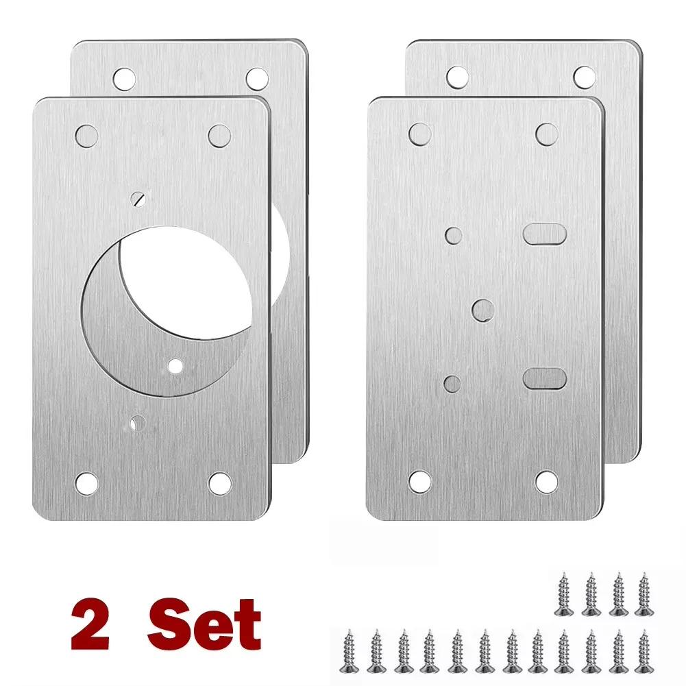 Kitchen Cupboard Door Hinge Mounting Plate With Holes Household Tools Cabinet Hinge Repair Plate Kit Flat Fixing Brace Brackets