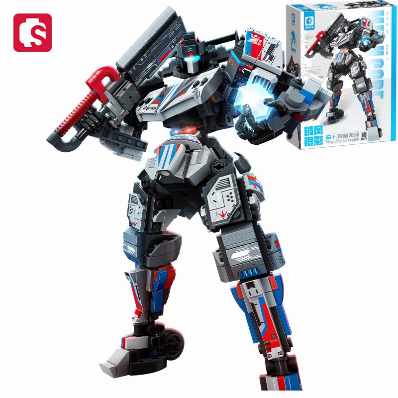 Non-Toxic Sembo Block Combined Transforming Mecha Robot Building Blocks Kits Moc Sports Car For Kids Toys Children Gifts Transforming Robot