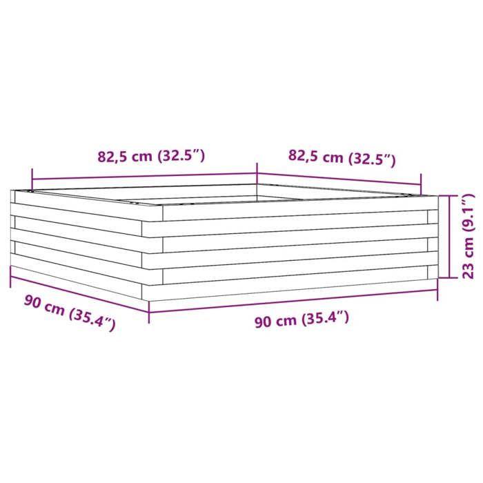VidaXL Planter White 90x90x23 Cm Solid Pine Wood, Outdoor Planter, Flower Box, Plant Box, Planter 847204