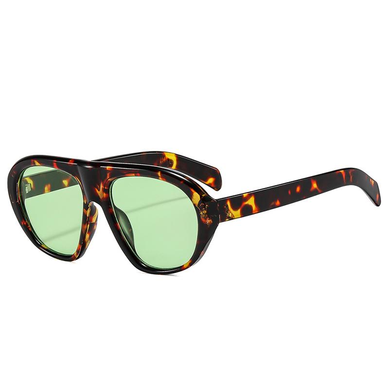 

SO&EI Fashion Candy Color Pilot Women Shades UV400 Sunglasses Retro Men Leopard Sun Glasses As the picture
