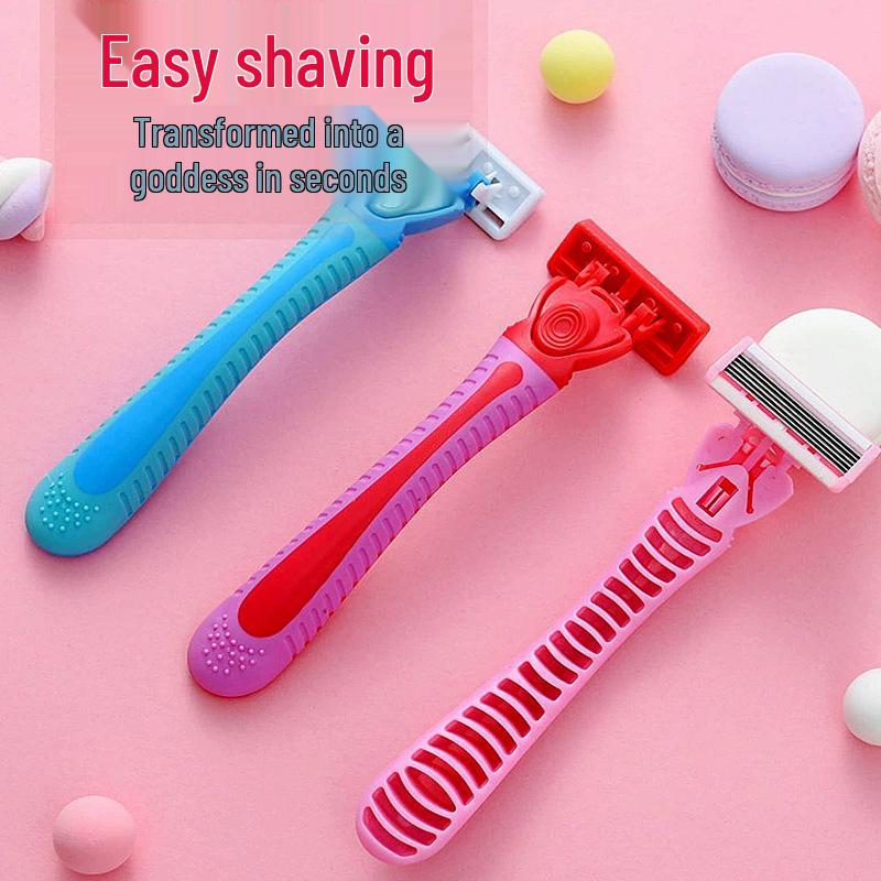 6-Blade Women's Manual Razor for Underarms, Legs, and Bikini Line Hair Removal