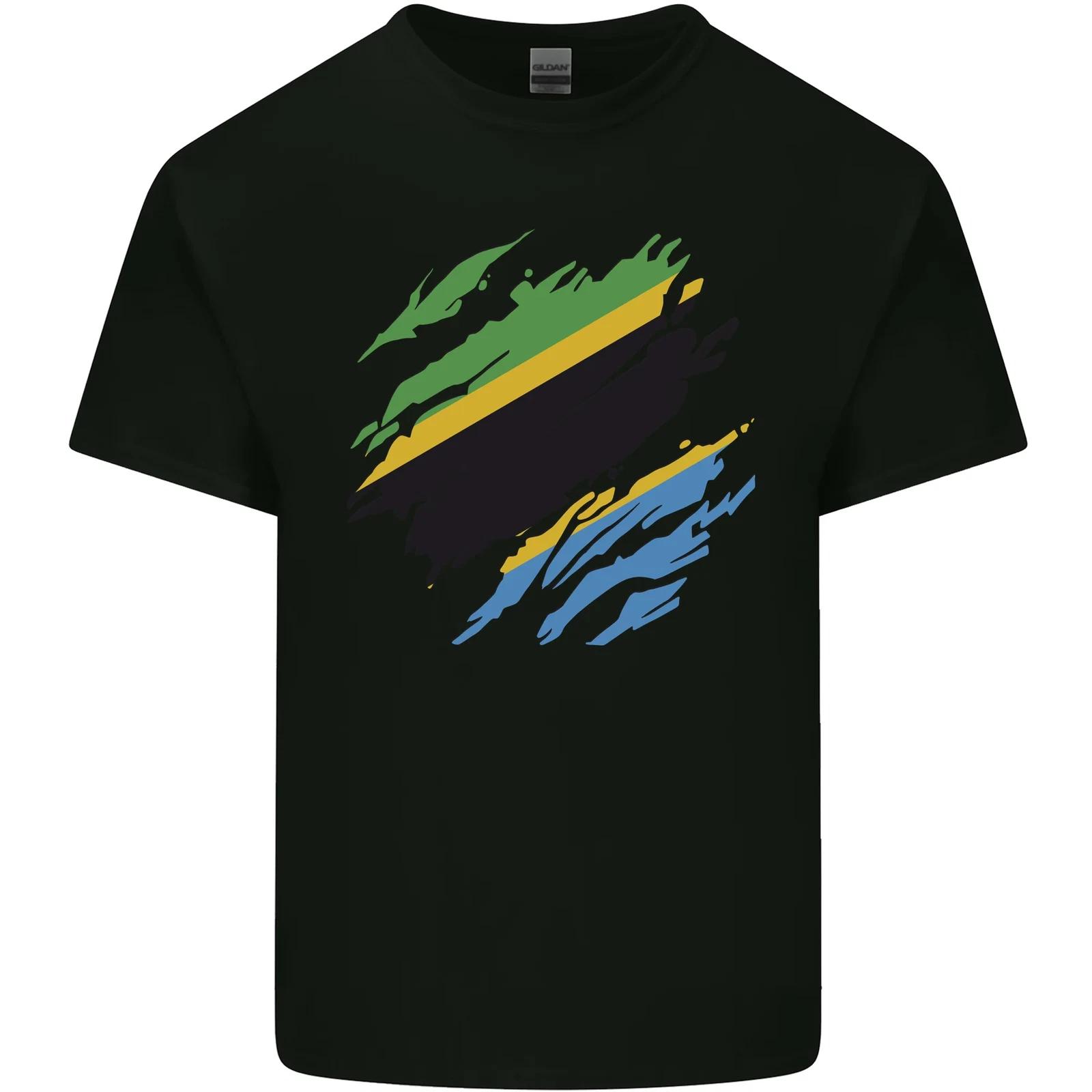 Torn Tanzania Flag Tanzanian Day Football Kids T-Shirt Childrens S