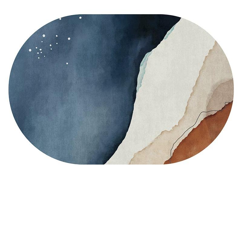 Oval Rugs for Living Room Bedroom Carpet Ins Fashion Minimalism Mats Home Decoration Soft Anti-slip Rug Stadium Shape Floor Mat