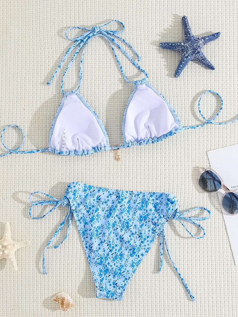 Lace Starfish Pendant Triangle Cup Sexy Two Piece Bikini Set Elegant
