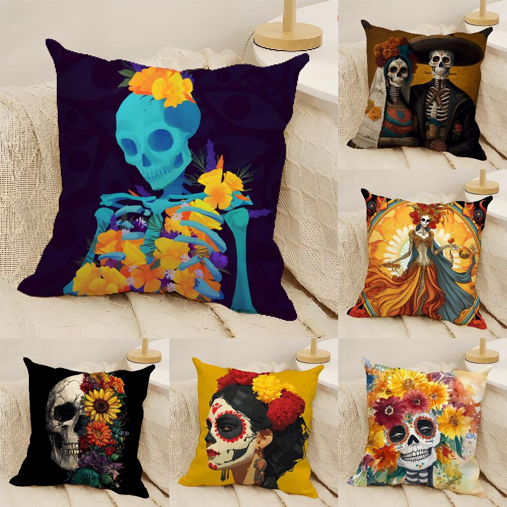 Festival Day Of The Dead Art 1 Pillow Case Linen Cushion Covers For Decorative Sofa Home Pillows Case Car Chair Pillows Cases