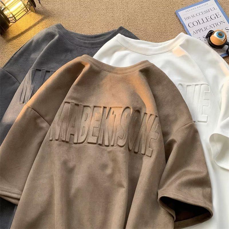 Summer American Retro Ins Fashion Brand Fashion Casual Loose Short Sleeve Youth Popular All-match Round Neck Half Sleeve Clothes