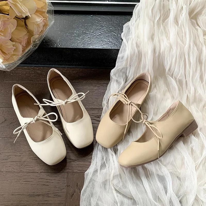 2025 Spring New Square Toe Women's Shoes Outdoor Anti Slip Loafers Fashion Comfortable Flat Casual Lightweight Ladies Shoes