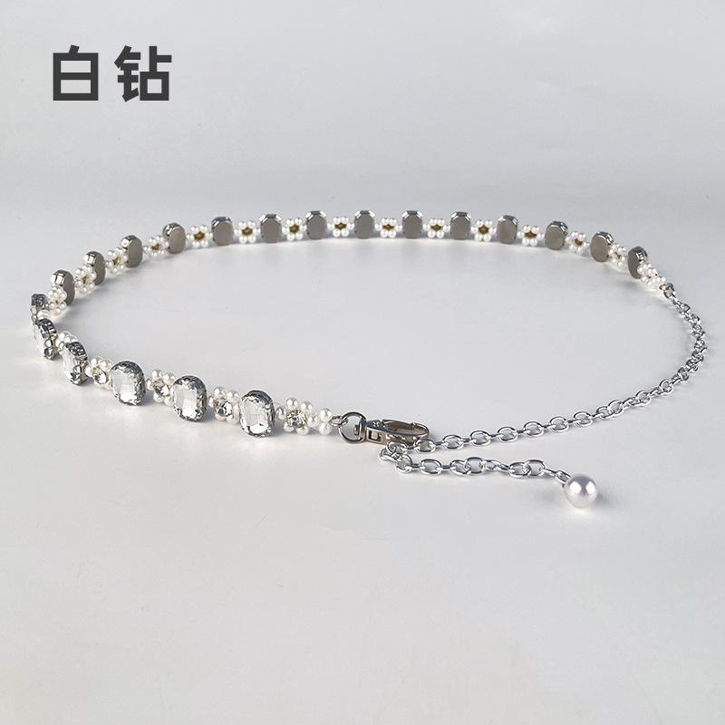 Diamant Dame Midjekjede Damebelte Kjole Skjørt Dekorativ Rhinestone Perle