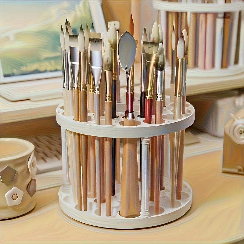 

Вращающийся на 360° держатель для кистей для рисования, подставка для косметики, настольная подставка для студента, большая емкость, подставка для ручек, многофункциональная подставка для косметических кистей белый