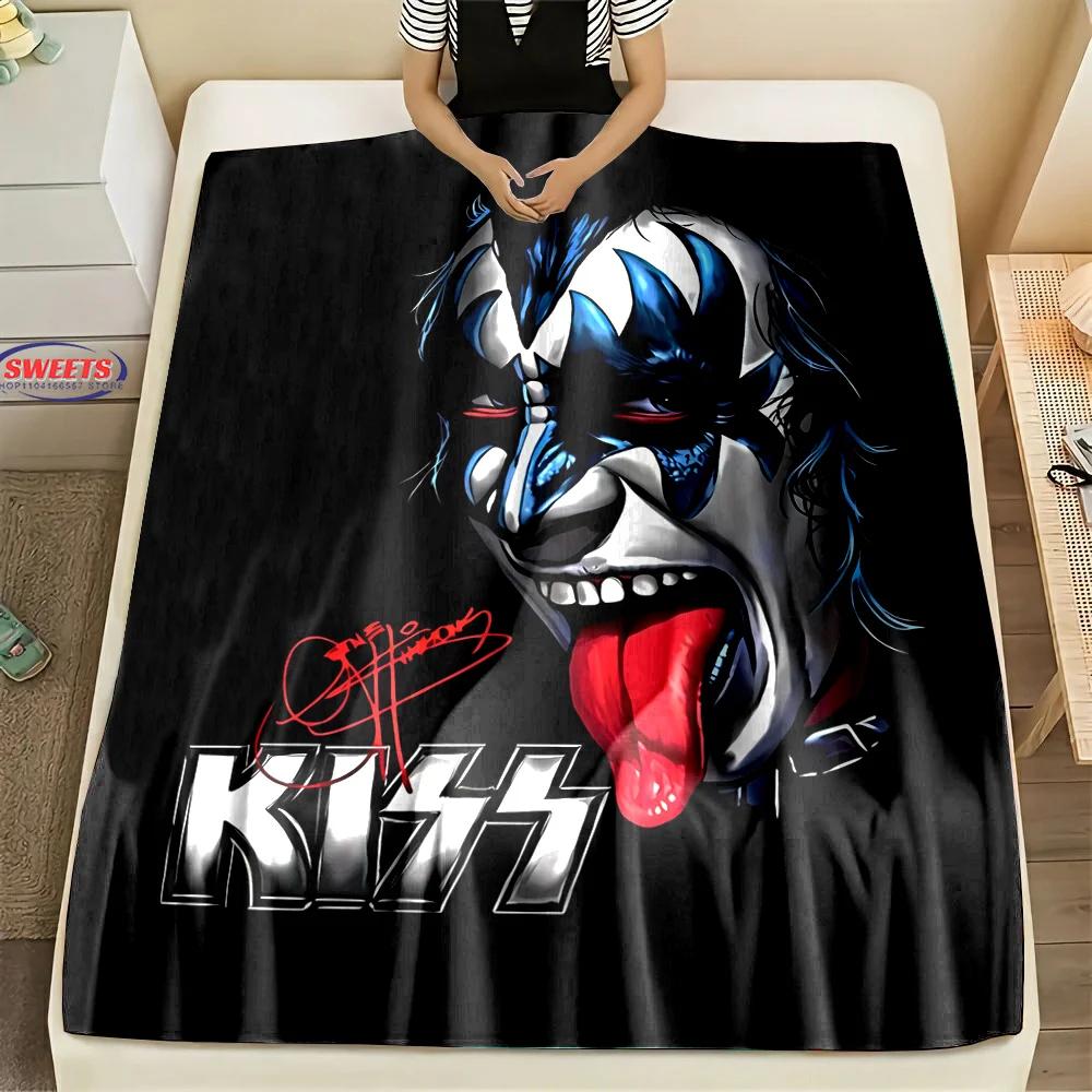 Warme und kuschelige Flanelldecke K Kiss Band Decke, Sofa Schlafzimmer Büro Freizeit Nickerchen Camping Decke, Schönes Geschenk für Kinder
