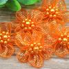 10Pcs Mixed Color Mini Organza Ribbon Bead Flower Wedding DIY Craft Appliques