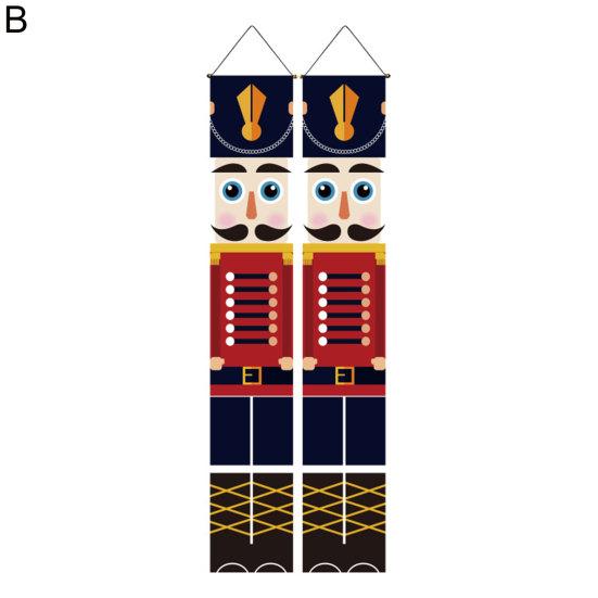 1 Paar Nussknacker Soldat Banner Weihnachten Veranda Schild Türhänger Frohe Weihnachten Banner für Weihnachts-Heimdekoration