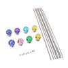 8PCS DIY Garden Beaded Stakes Stainless Steel Fairy Garden Stakes Wands with Crystal Stopper Top