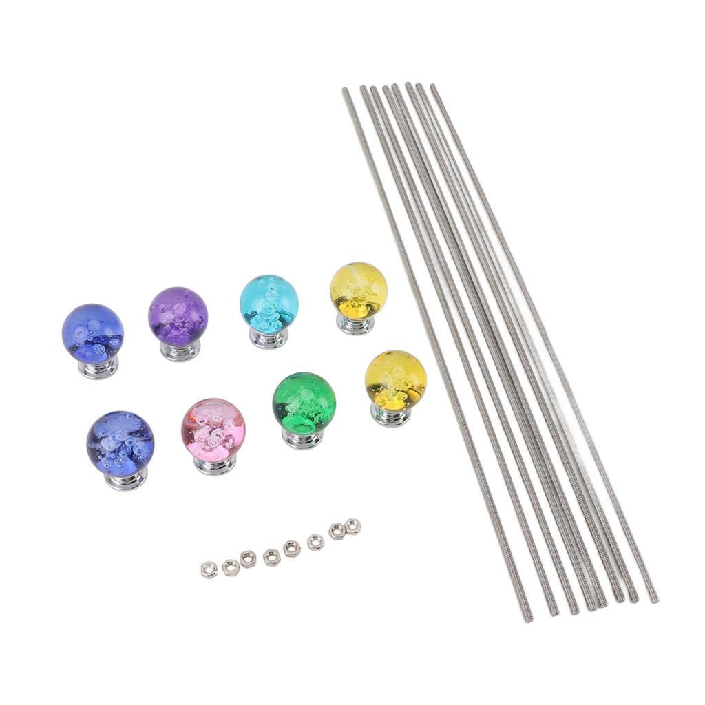 8PCS DIY Garden Beaded Stakes Stainless Steel Fairy Garden Stakes Wands with Crystal Stopper Top