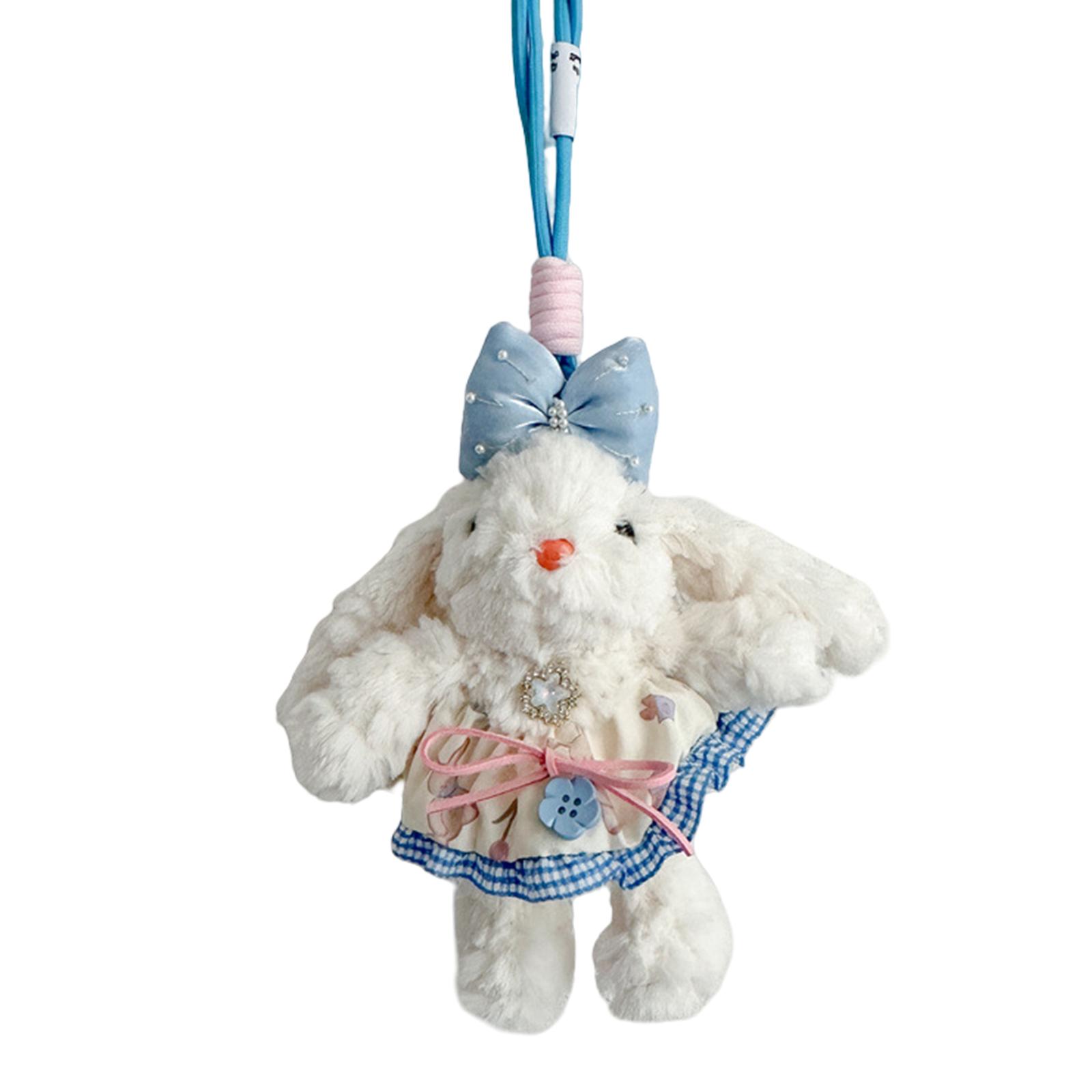 

Charming Plush Rabbits Pendant Versatile Rabbit Plush Keyring Charm for Handbags Stylish Bag Hanging Decoration синий