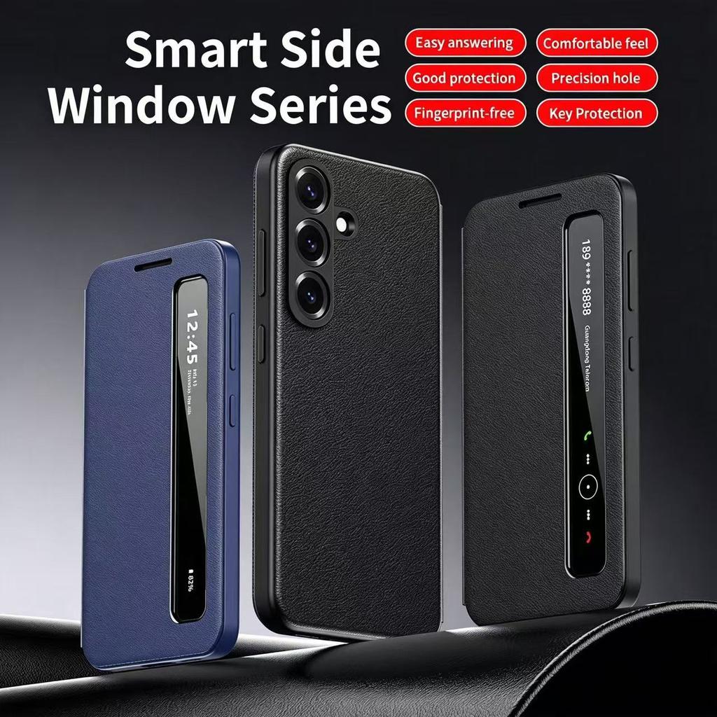 Oryginalne Skórzane Etui Smart z Okienkiem Dotykowym Flip Shell dla Samsung Galaxy S26 S25 S24 S23 S22 Ultra A57 A56 A55 Fundas