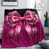 1Pc Gorgeous Bow Print Flannel Blanket, High Quality Comfortable for All Seasons, Home Decor, Warmth and Comfort, Perfect for Christmas Gifts W112