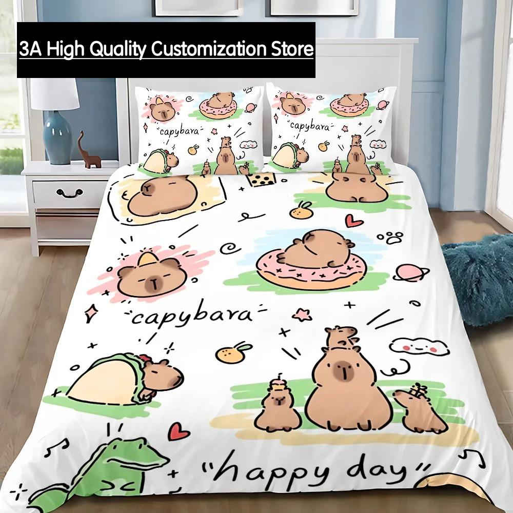 Comforter Cute Capybara Bedding Set Adult Boy Girl Bedroom Decoration Boys Gift Single Double Large Size