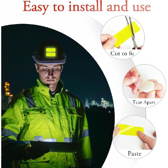 20Pcs Reflective Safety Stickers High-Visibility Decals, Waterproof & Weather-Resistant, Super Adhesive for Helmets, Bikes, Trailers, Cars, Mailboxes