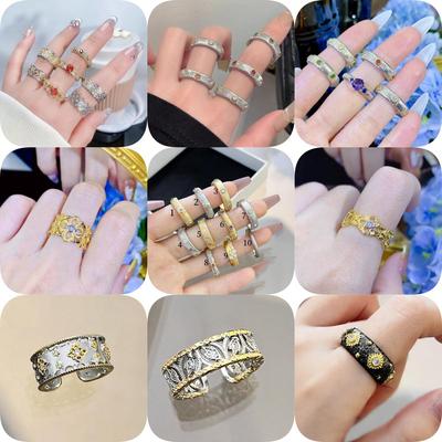 Vintage-Style French Brushed Flower Ring – Luxury Women's Fashion Jewelry