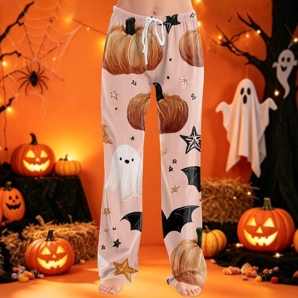 Women's Pajama Pants with Drawstring Halloween Print Relaxed Fit for Casual