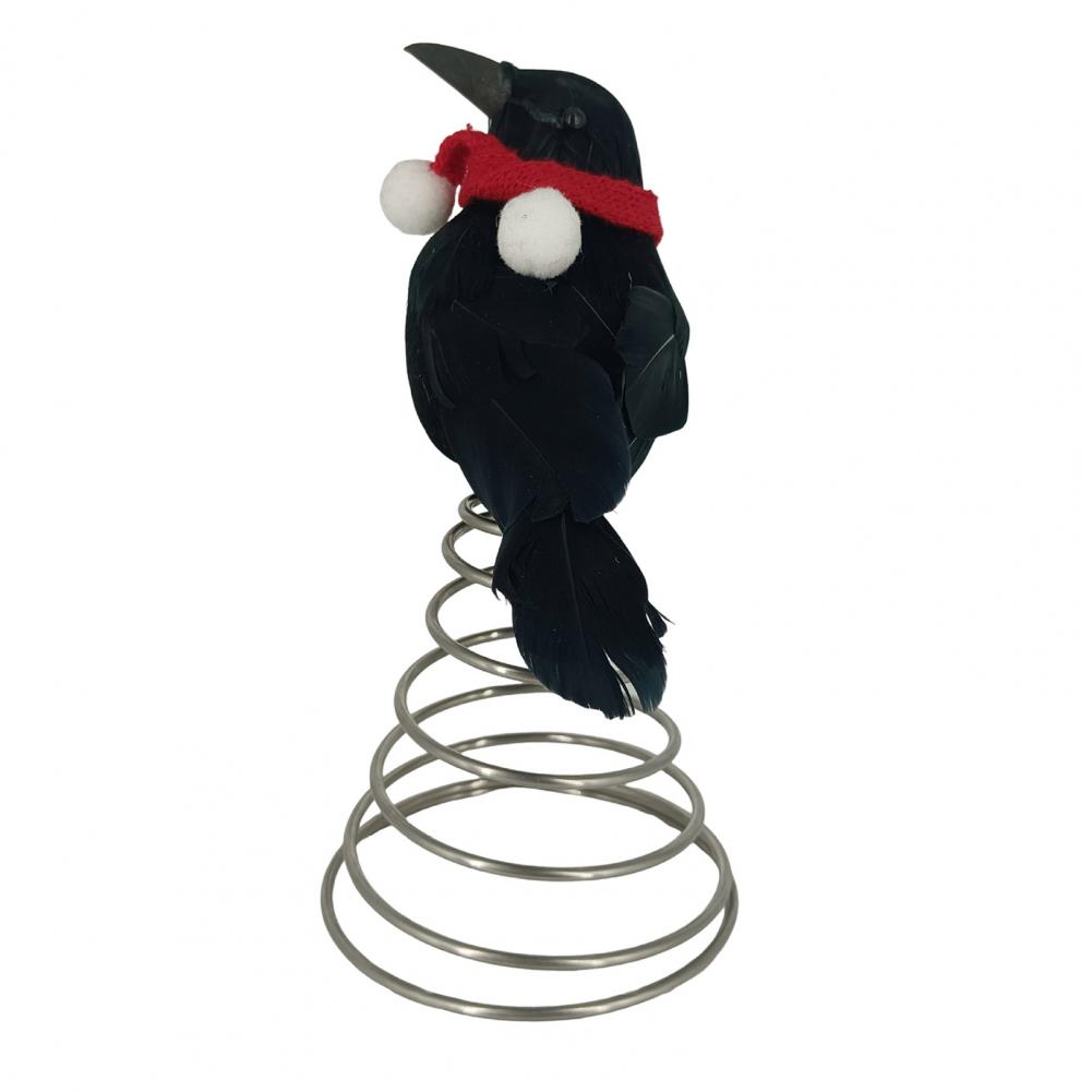 

Halloween Tree Decoration Spooky Halloween Crow Tree Topper with Scarf Pompom Ball Miniature Christmas Ornaments for Party чорний