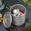 Oală de Camping din Titan Pur cu Mâner 1.4L Ușoară Gătit în Aer Liber Supă Instant Noodles Terci Fierbere Apă