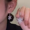 Sparkling Crystal Zircon Snowflake Pendant Earrings Women Exquisite Imitation Pearl Nebula Earrings Women New Year Party Jewelry