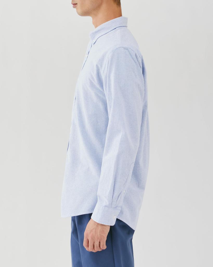 Amazon Essentials Men's Regular Fit Long Sleeve Oxford Shirt, Blue Stripe, Size XL