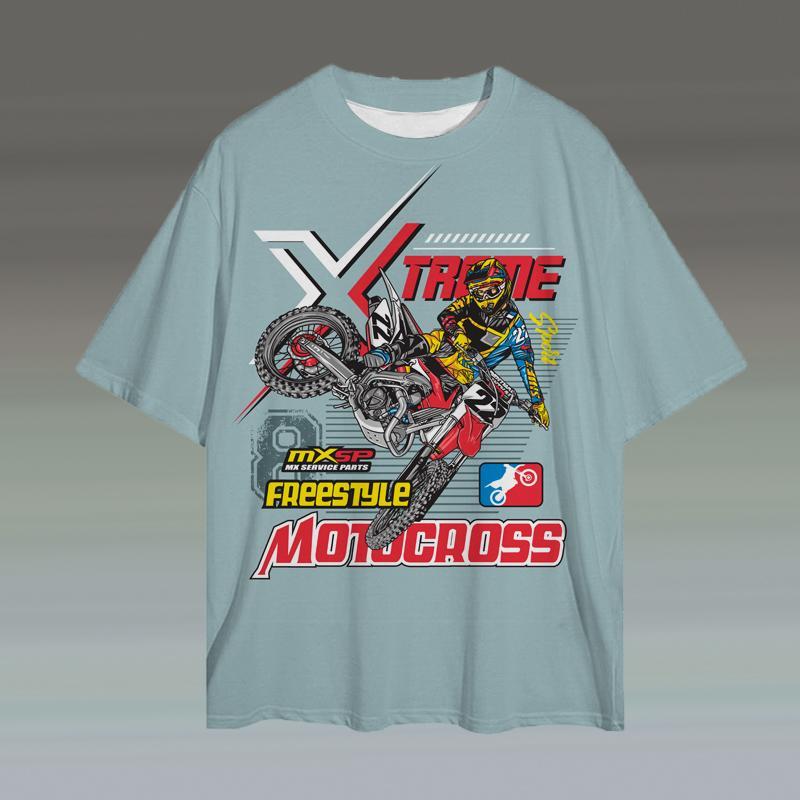 3d Motorcycle Print Short Sleeve T-Shirt For Men Summer Retro Men's T-Shirt Fashion Casual Tee Loose Oversized Tee 2024 New Tops