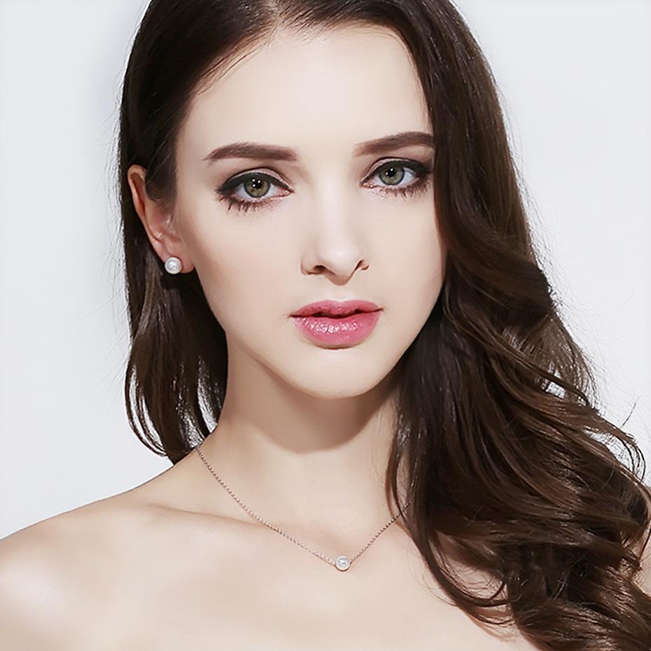 LSOOYH Round Natural Freshwater Pearl Necklace Classic Pendant For Women Girl Pearl Choker Necklace