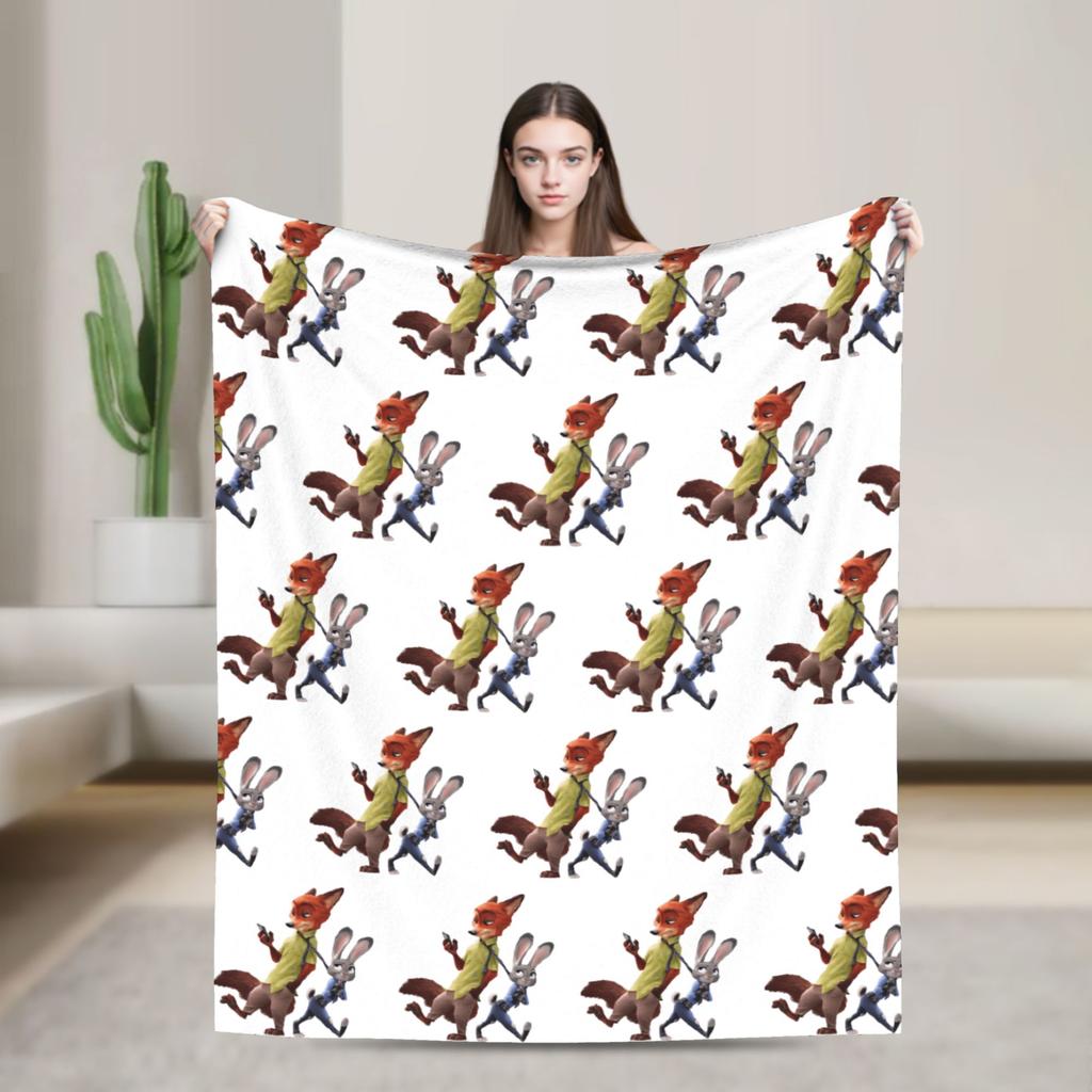 Zootopia Blankets Fleece Textile Decor Judy Hopps Nick Wilde Breathable Super Warm Throw Blankets for Sofa Office Quilt