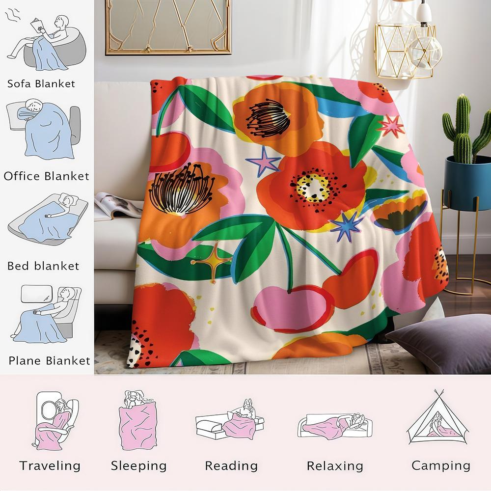 Vivid Bloom Fiesta Flannel Blanket Warm Soft Halloween Christmas Couch Warm Cozy Decorative Decor Gift for All Season