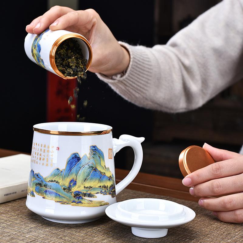 Business gifts: tea sets, ceramic water cups, mug sets, gift boxes, can be made into Dehua white porcelain