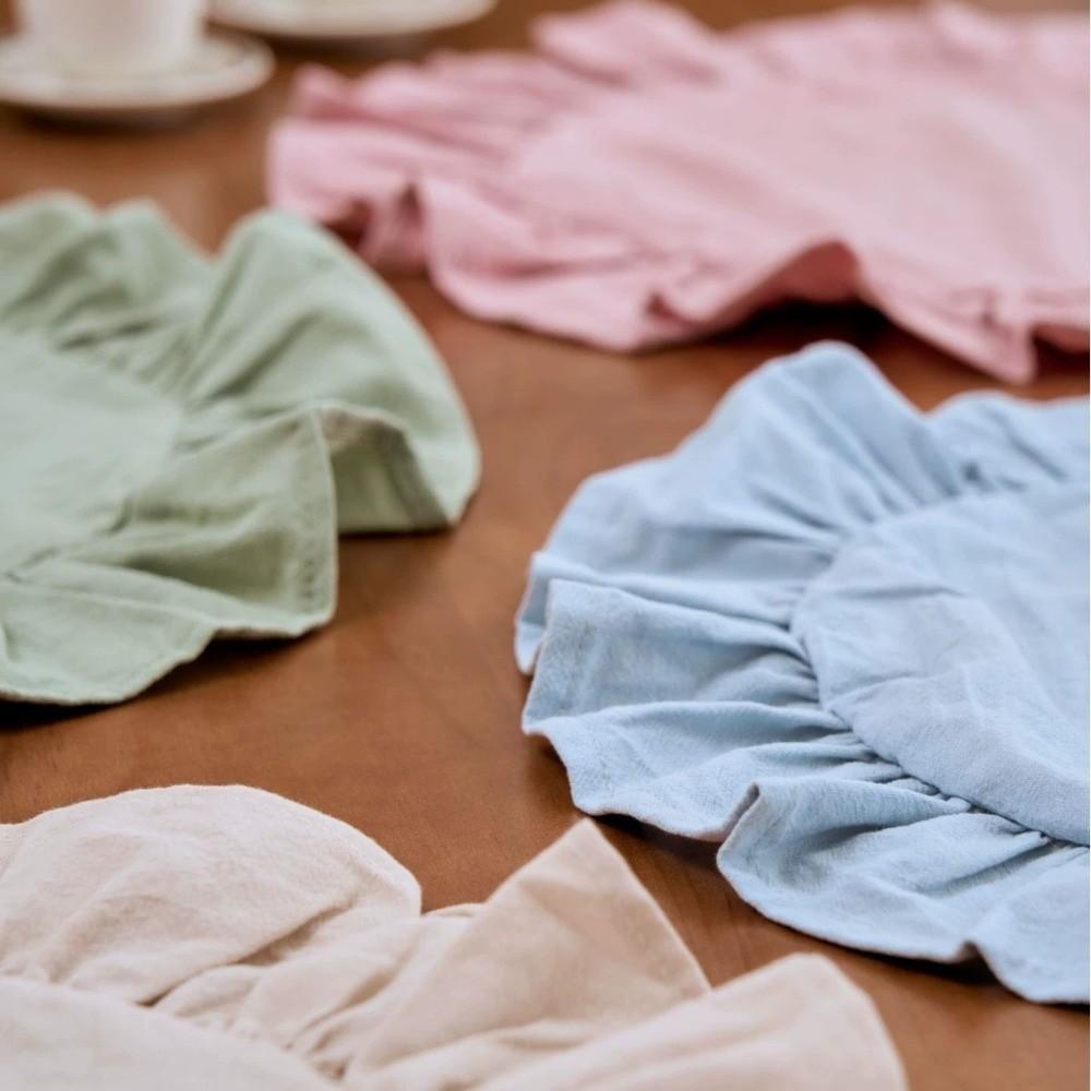 Simple Ruffled Placemat Solid Color Round Napkin Party Decoration Table Napkin Cloth  Home Decor