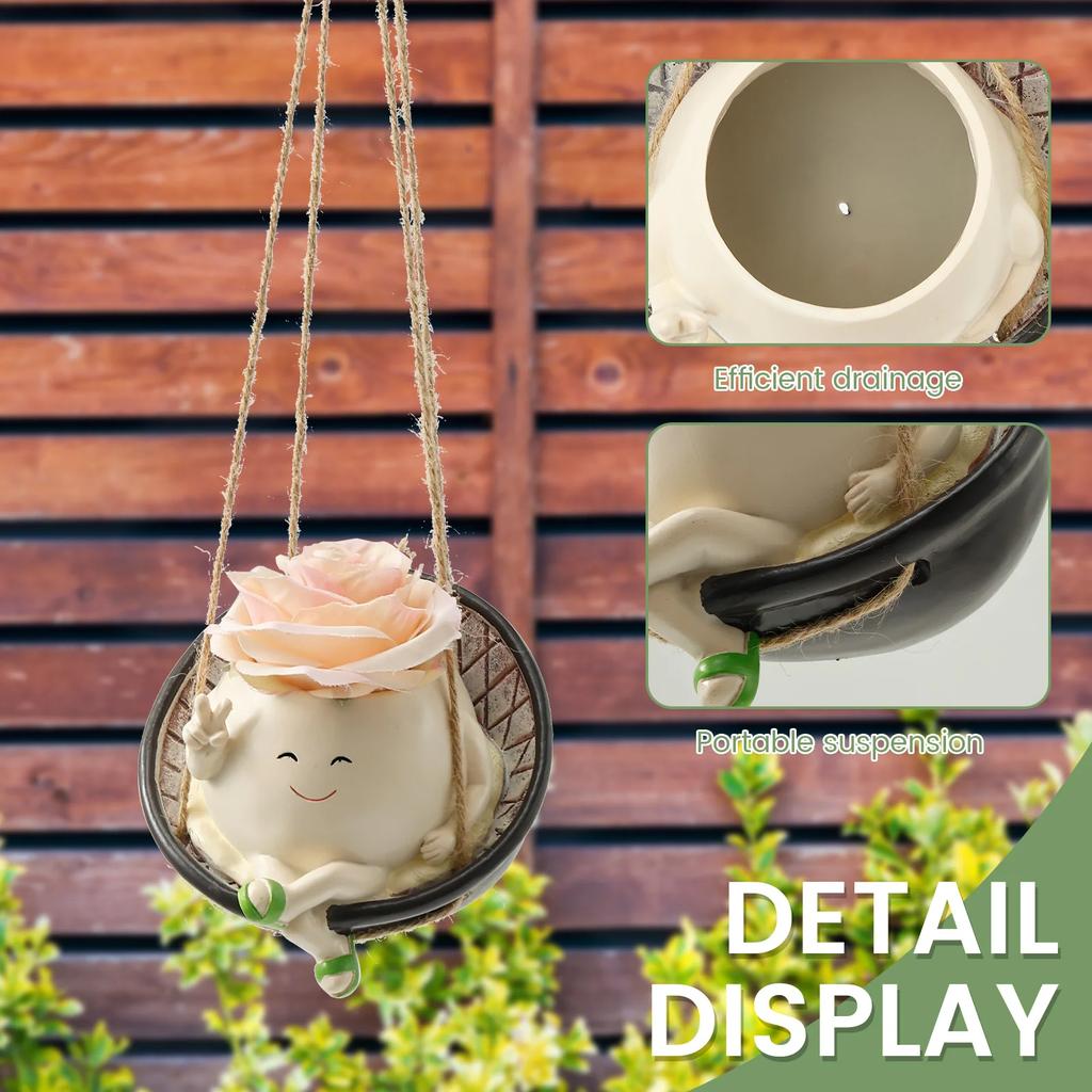 Synthetic Resin Swing Chair Planter Pot Creative Wall Hanging Smile Face Flower Pot Add Interest Smile Face Planter for Home New
