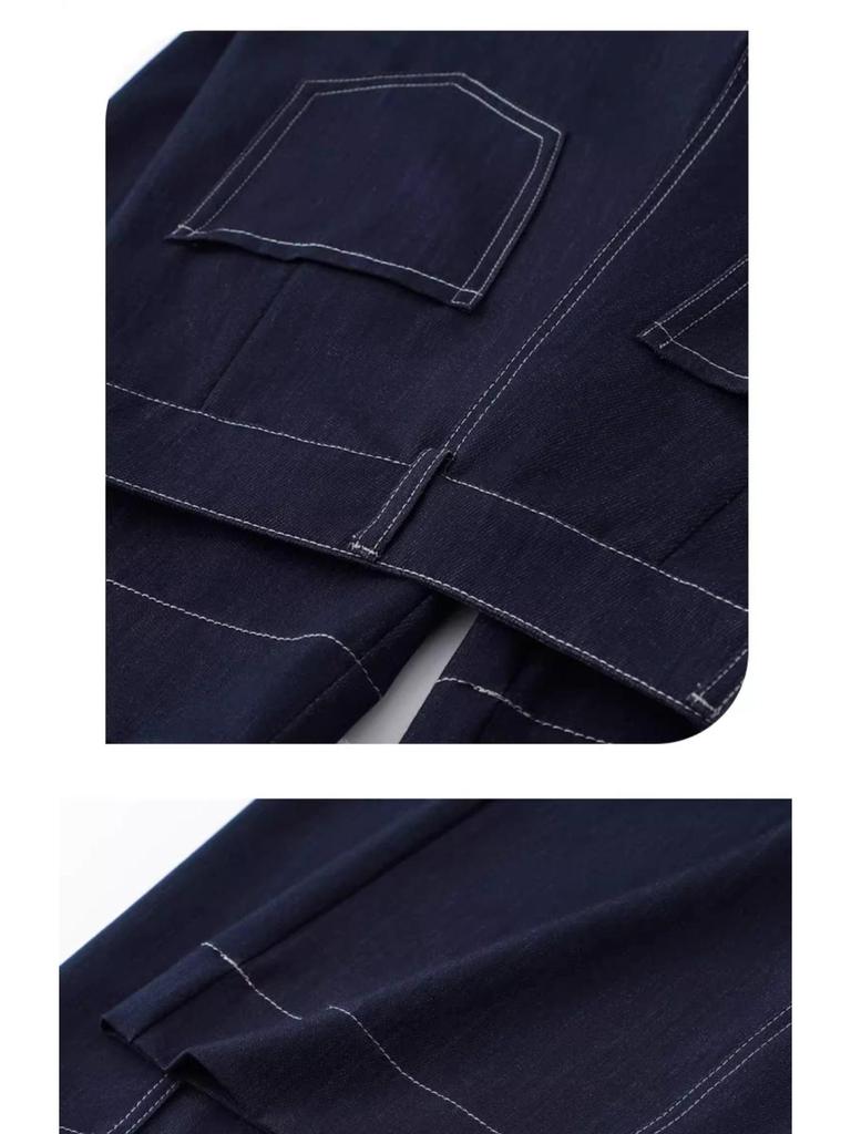 Spring/Summer 2025 Women's Vintage Denim Blue Wide-Leg Jeans: Nine-Point Slimming Petite Straight-Leg Pants