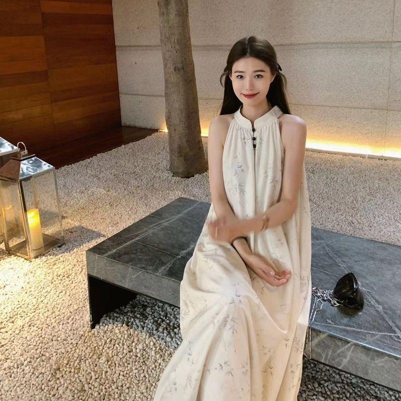 New Chinese style national style neck sling dress children's summer new cold zen niche design dress