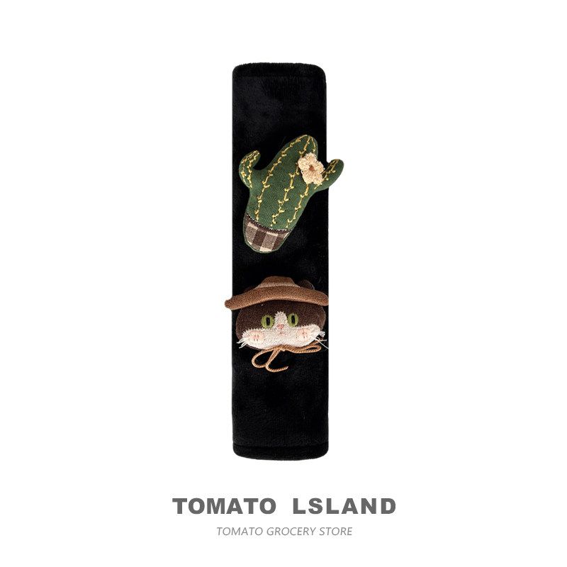 

Tomato Original Western Cowboy Cat Car Seatbelt Shoulder Cover Cute Car Accessories Shoulder Protector Anti-Wear Universal Single - Western Cowboy Cat - Black Shoulder Cover