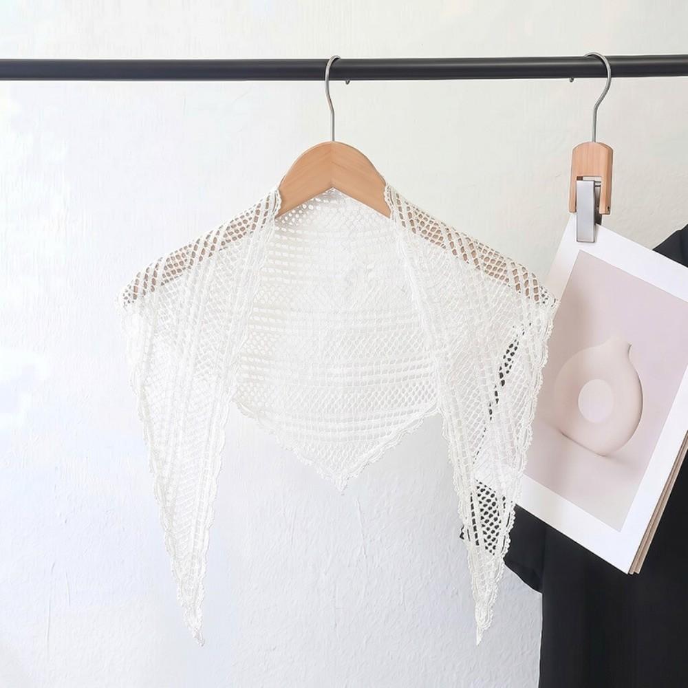 Solid Color Hair Scarf Hollow Out Lace Scarf Fashion Triangle Wrap Women